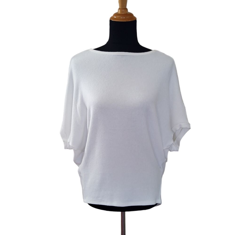 New Michael Stars Verna Dolman Sleeve Knit Sweater Top Size L White